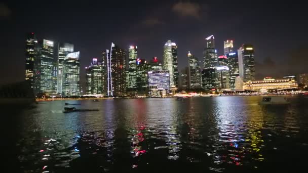 Noční pohledy na Singapur — Stock video