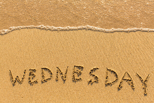 Wednesday - drawn by hand on beach