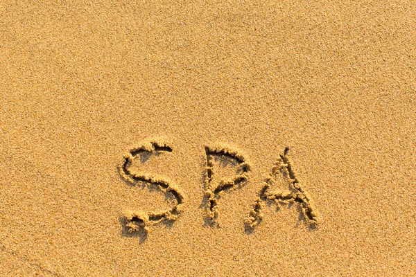 Spa - inscripción a mano en la playa . — Foto de Stock