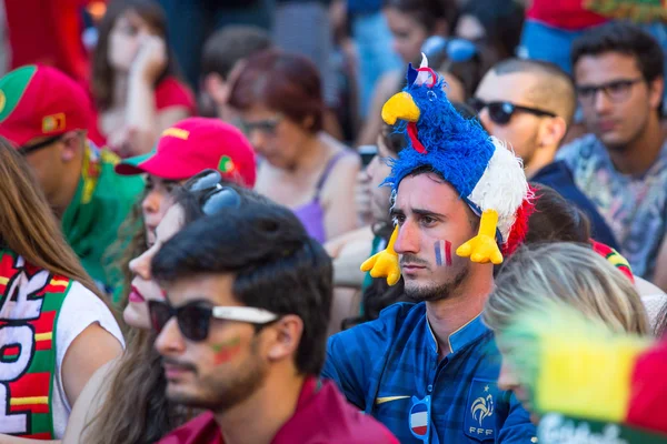 Franse fan tijdens voetbalwedstrijd — Stockfoto