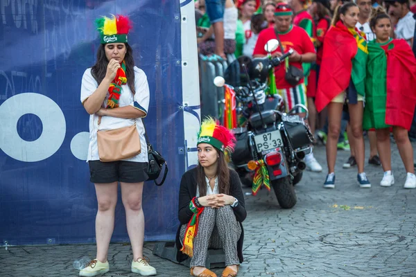 Portugalská fanoušků během zápasu — Stock fotografie