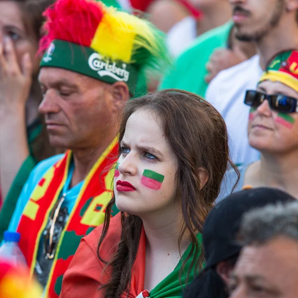 Portugalská fanoušků během zápasu — Stock fotografie