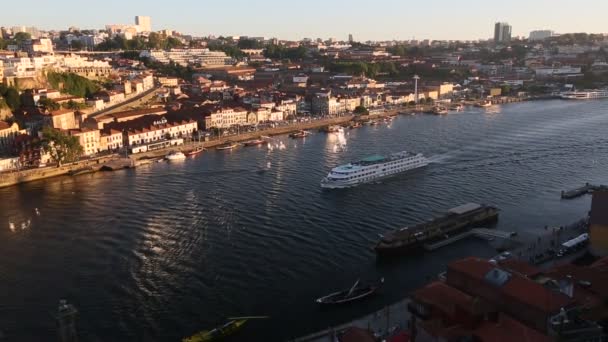 Barcos turísticos no rio Douro — Vídeo de Stock