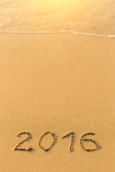 2016 - getrokken op zee strand — Stockfoto
