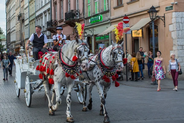 Trăsură în stil vechi în Cracovia — Fotografie, imagine de stoc