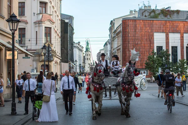 Carruaje de estilo antiguo en Cracovia — Foto de Stock
