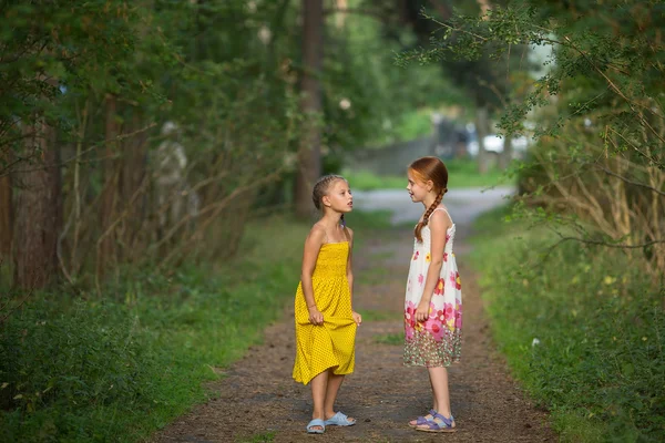 Маленькие девочки разговаривают — стоковое фото