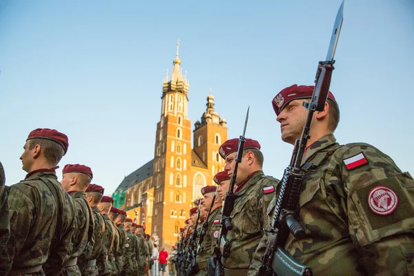 Des soldats polonais sur leurs gardes — Photo