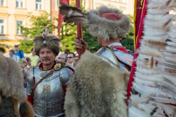 Polská armáda v historických kostýmech — Stock fotografie