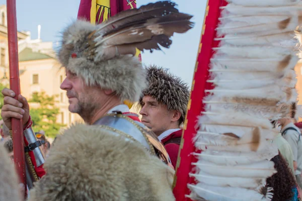 Polskie wojsko w strojach historycznych — Zdjęcie stockowe