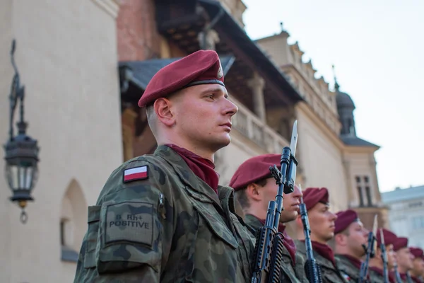 Polnische Soldaten auf der Hut — Stockfoto