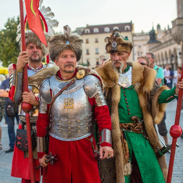 Polish military in historical costumes — Stock Photo, Image