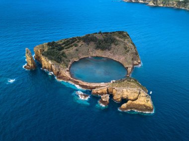 Vila Franca do Campo, Azores, Portekiz insansız hava aracı görüntüsü.