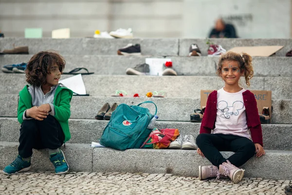 Porto Portugal Setembro 2020 Durante Greve Global Pelo Clima Participantes — Fotografia de Stock