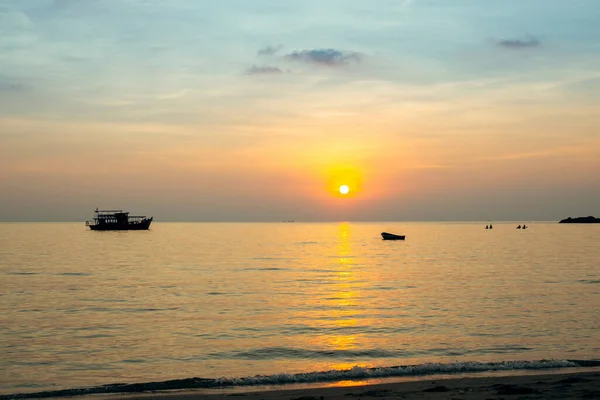 Vacker Solnedgång Havskusten Thailand — Stockfoto