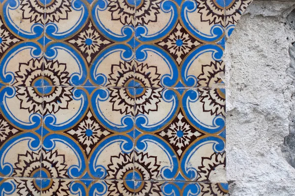 Mur Traditionnel Tuiles Anciennes Dans Rue Portugaise Carrelage Céramique Azulejos — Photo