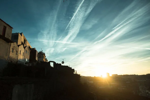 Kouzelný Západ Slunce Vile Nova Gaia Porto Portugalsko — Stock fotografie