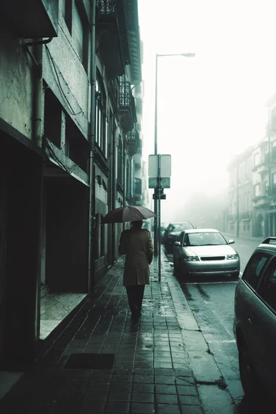 View Foggy Street Center Porto Portugal — Stock Photo, Image