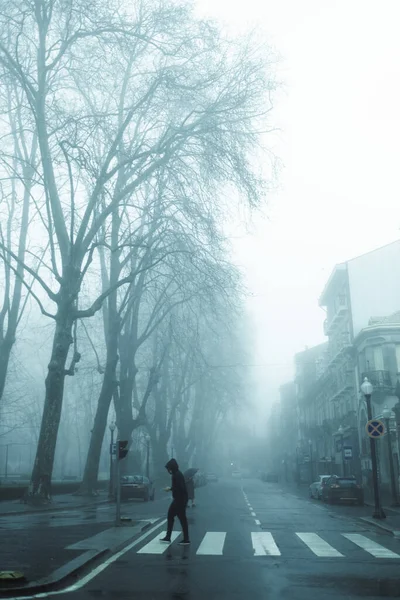 View Deserted Foggy Street Porto Portugal — Stock Photo, Image