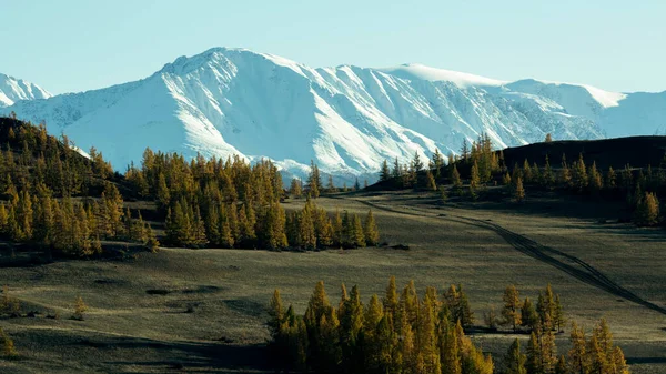 Άποψη Των Χιονισμένων Κορυφών Των Βουνών Altai Ρωσία — Φωτογραφία Αρχείου
