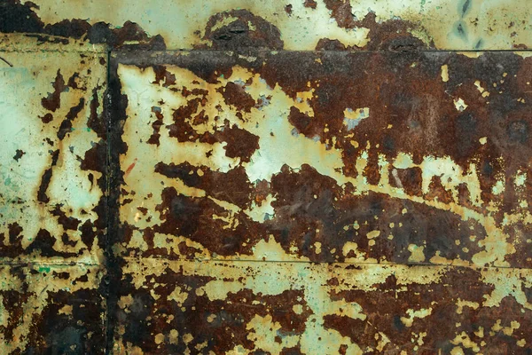 Texture Old Rusty Metal Wall Peeling Paint — Stock Photo, Image