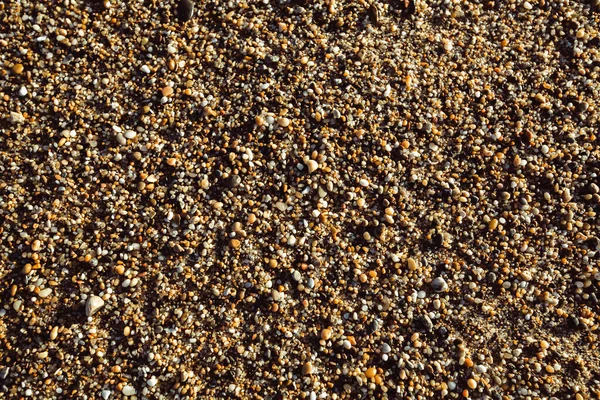 The texture of sea beach sand and pebbles.