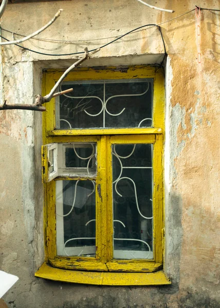 Abandoned Window Old Ruined House Russia — Stock Photo, Image