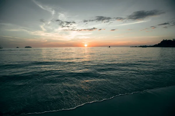 Veduta Del Tramonto Sul Golfo Thailandia — Foto Stock