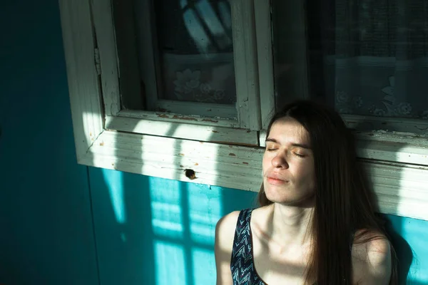 Young Woman Veranda Country House — Stock Photo, Image