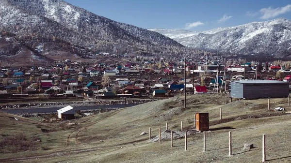 Cumhuriyet Altai Dağları Ndaki Köylerden Birinin Manzarası Rusya — Stok fotoğraf