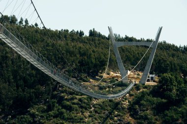 View of Arouca 516 suspension bridge in the municipality of Arouca, Portugal. clipart