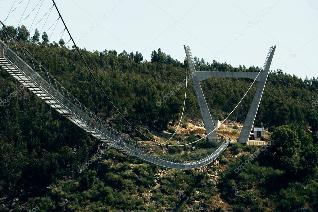 View of Arouca 516 suspension bridge in the municipality of Arouca, Portugal.