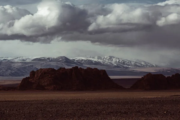 Paisagem Estepe Mongol Sopé Mau Tempo — Fotografia de Stock