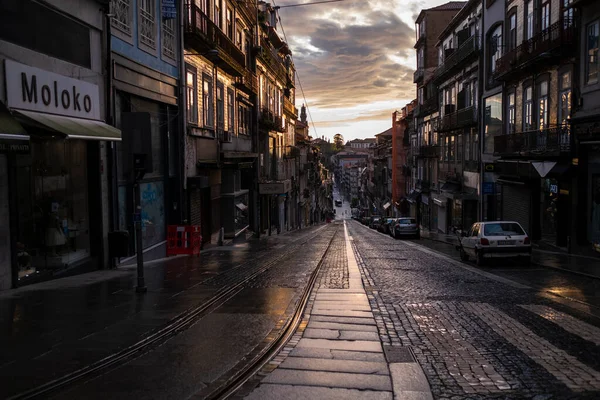 Porto Portugal Apr 2021 Empty Streets Porto Many Months Quarantine — Fotografia de Stock