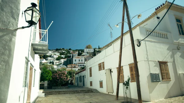 希腊爱琴海Hydra岛一条街道的景观 — 图库照片