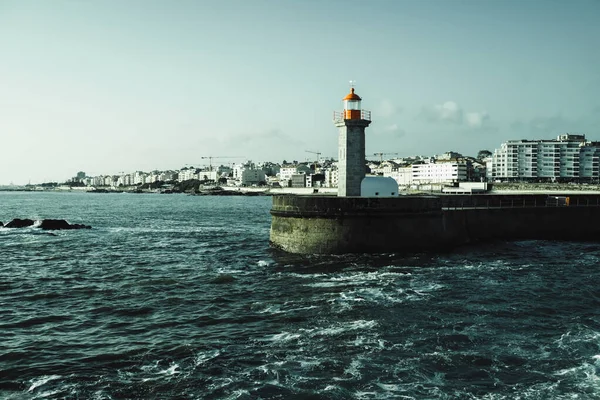 Blick Auf Den Atlantischen Leuchtturm Farolim Felgueiras Porto Portugal — Stockfoto