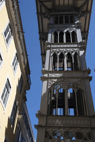 Fragment Santa Justa Lift Také Volal Carmo Lift Lisabonu Portugalsko — Stock fotografie