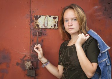 hippi kız Kot ceket ile