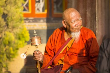 Budist rahip stupa Boudhanath yakın