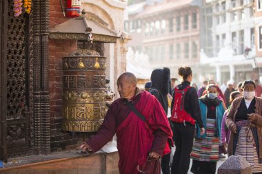 Budist rahip stupa Boudhanath yakın