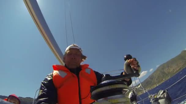 Sailors participate in regatta in Greece — Stock Video