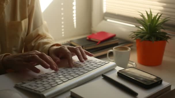 Mani femminili digitando sulla tastiera. — Video Stock