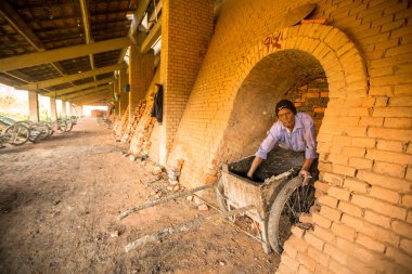 Adam iş yerinde tuğla fabrikası Nepal