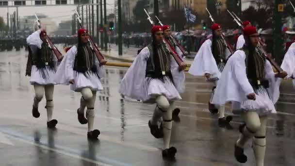 Military parade at national holiday — Stock Video