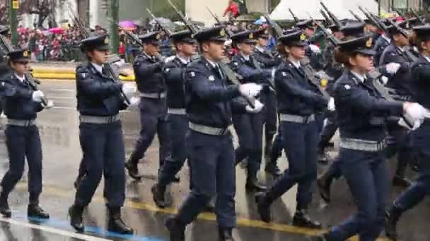 Military parade for the Greece Independence Day — Stock Video