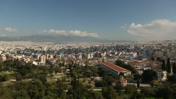 Panorama van Athene en Lycabettus Hill — Stockvideo