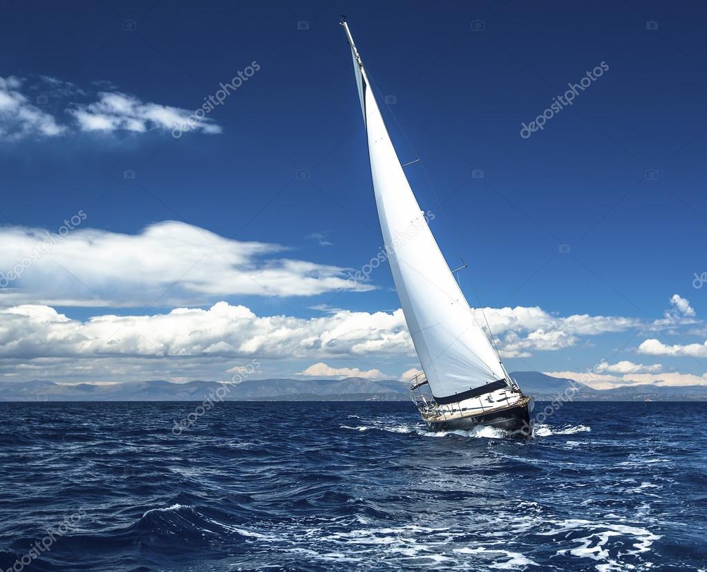 Sailing yacht race, picture with space for logos.