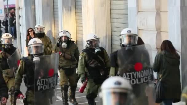 Protests in Athens, Greece. — Stock Video