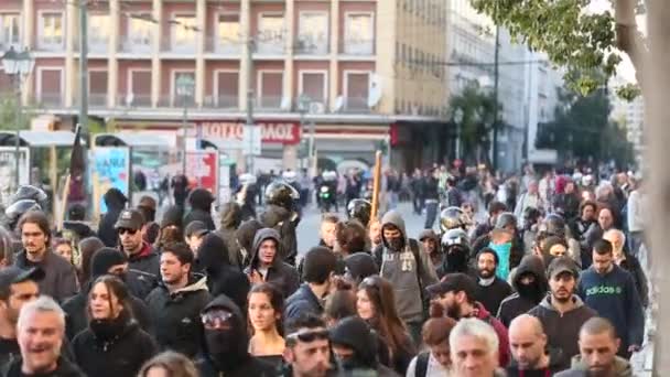 Διαδηλώσεις στην Αθήνα, Ελλάδα. — Αρχείο Βίντεο