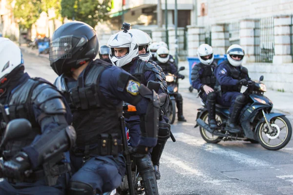 Riot police on motorcycles — Stock Photo, Image